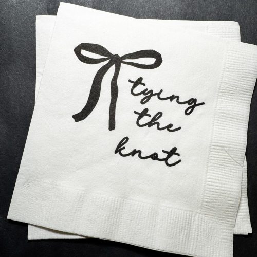 Black Bow Cocktail, Luncheon or Dinner Napkins for "She's Tying the Knot" Bridal Shower - Set of 25