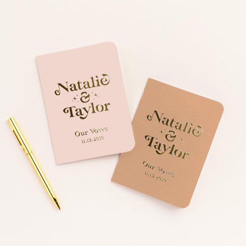 Wedding Vow Books with Personalized Foil Lettering Set of 2