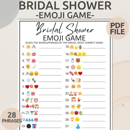 "Emoji Pictionary" Bridal Shower Game - Digital Download
