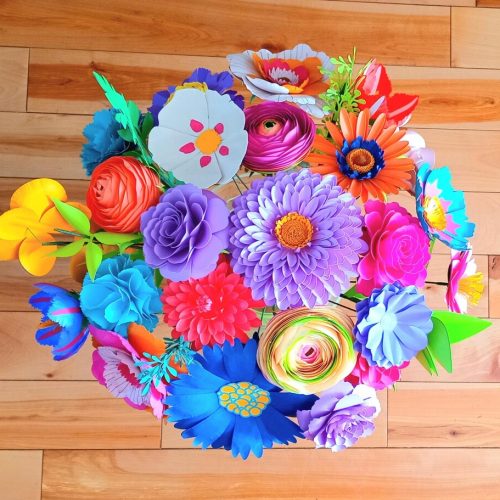 Bright Paper Wildflower Faux Flower Bouquet