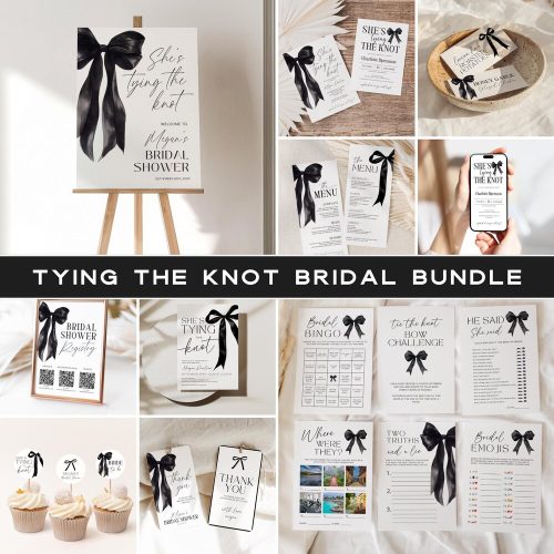 "She's Tying The Knot" Bow Bridal Shower Bundle Digital Download