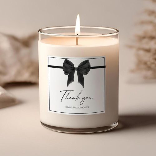 Personalized Black Bow Themed Bridal Shower Favor Labels, Digital Download