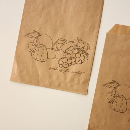 Bridal Shower "Fresh off the Market" Theme Paper Bags: 5x7 Inch Brown