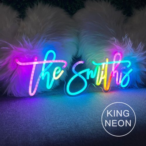 Custom Rainbow "The Last Name" Neon Wedding Sign