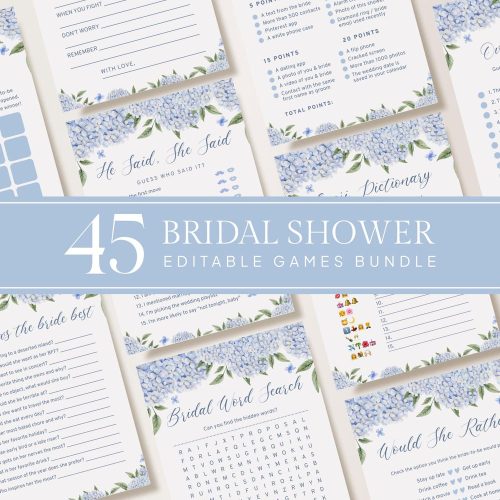 Something Blue Bridal Shower Games Bundle - Digital Download