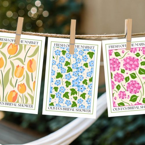 "Fresh Off The Market" Floral Bridal Shower Banner: Canva Printable Instant Download