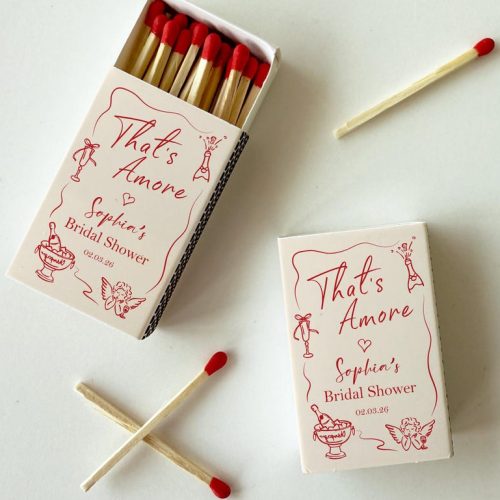 Personalized "That's Amore" Matchbox Bridal Shower Favors