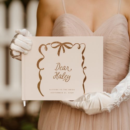 Personalized Letters to the Bride Book, "Dear ...." Bridal Shower Guest Book, Bow Themed