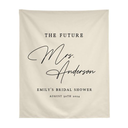 Personalized "The Future Mrs..." Bridal Shower Fabric Decor Backdrop, Color Options