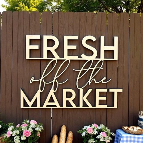 "Fresh Off The Market" Rustic Wooden Wedding Shower Sign