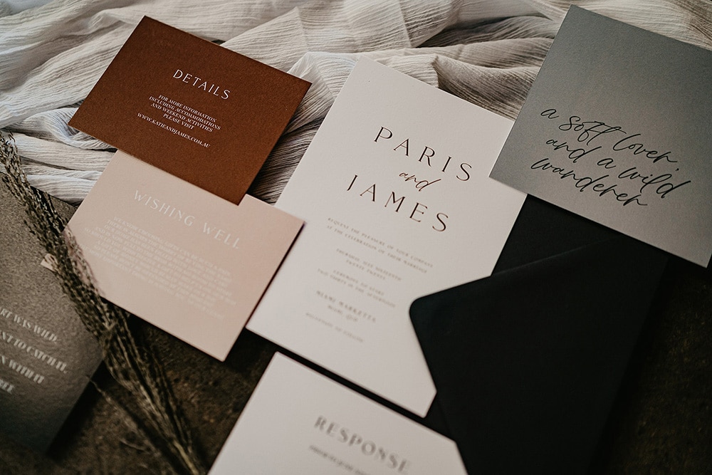 Intimate Modern Wedding Inspiration in Rust, Stone & Black | Photography: Doe and Deer Photography