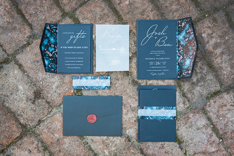 Modern Rustic Wedding Inspiration in Moody Blue & Copper | Jasmine Skye Photography