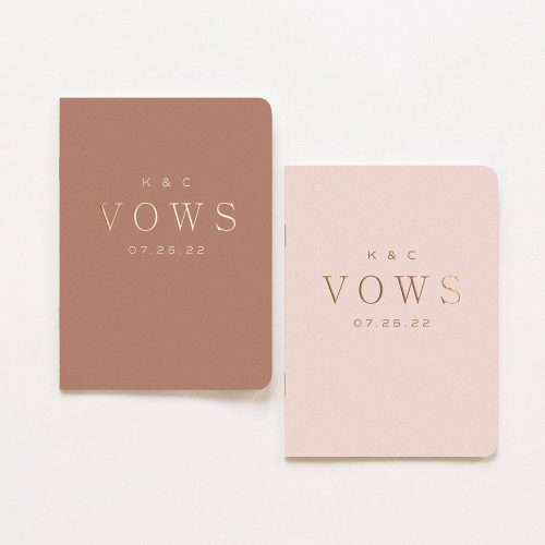 Set of 2 Modern Wedding Vow Books in Terracotta and Blush