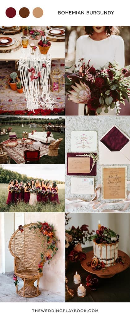 Bohemian burgundy wedding inspiration