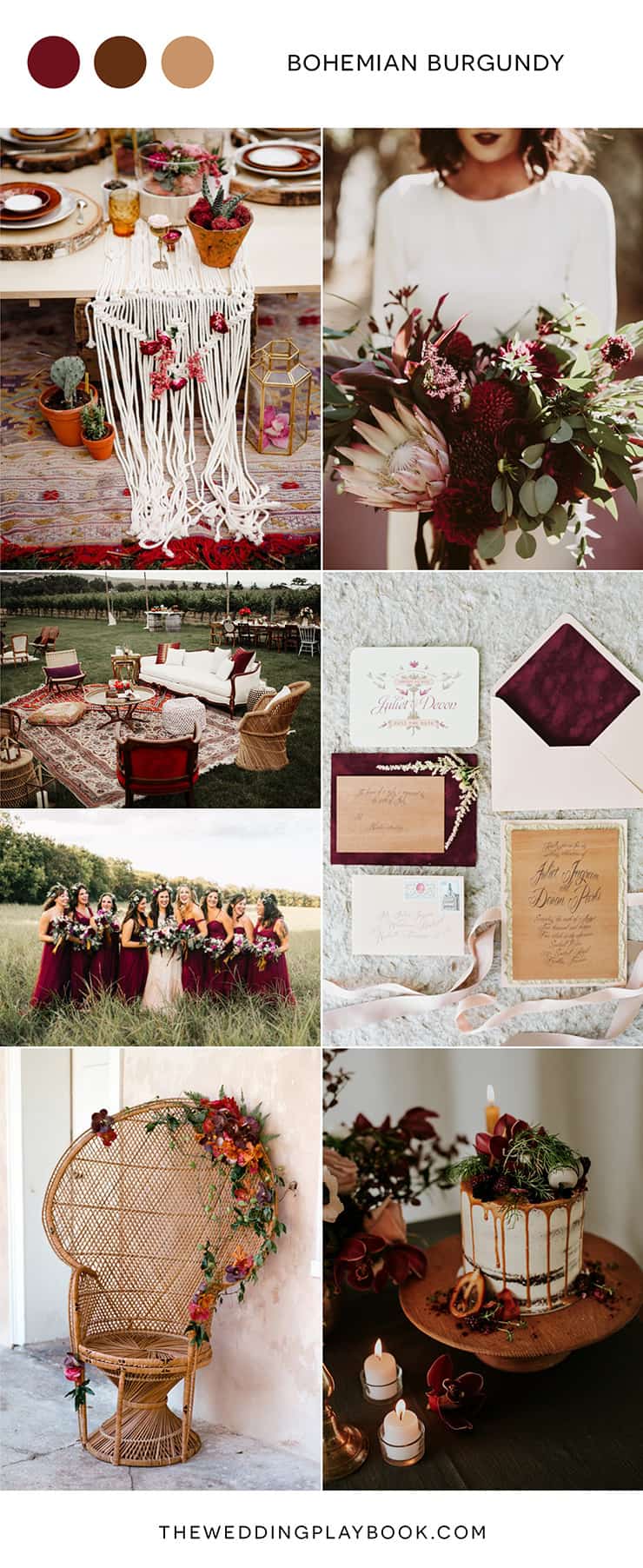 Bohemian burgundy wedding inspiration