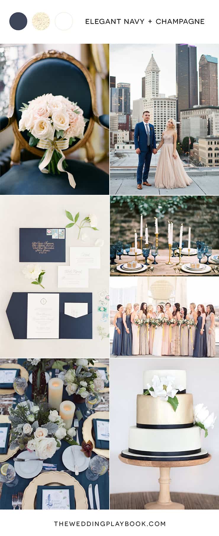 Elegant navy and champagne wedding inspiration