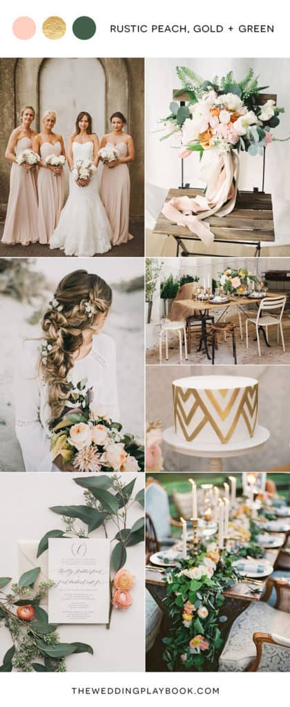 Rustic Peach, Gold & Green Wedding Mood Board