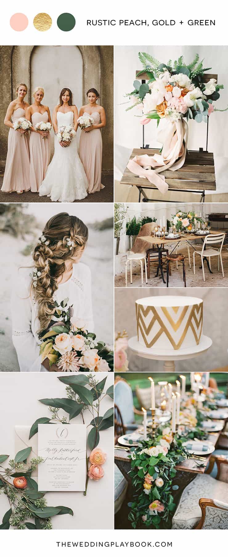 Rustic Peach, Gold & Green Wedding Mood Board
