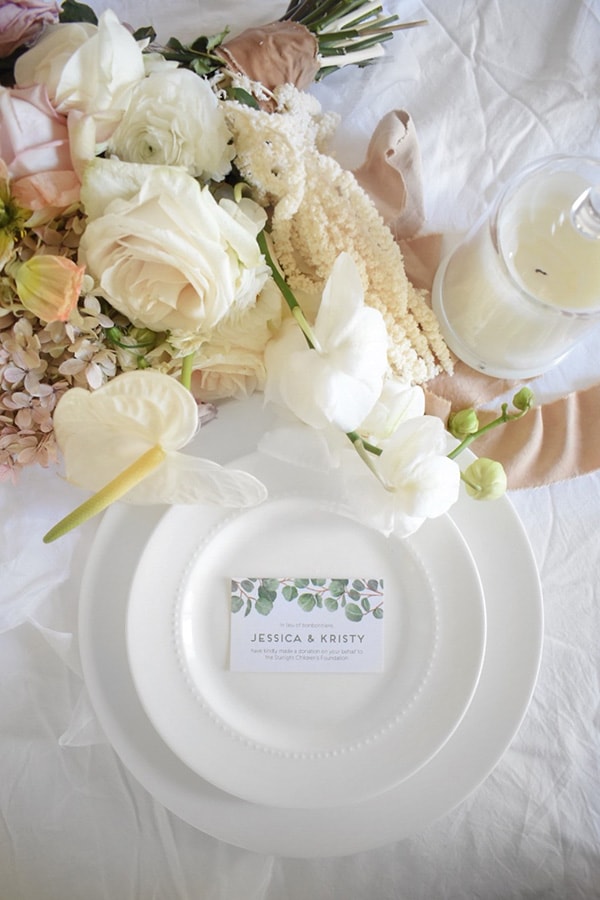 Charity donation wedding favor announcement card by the Starlight Children's Foundation