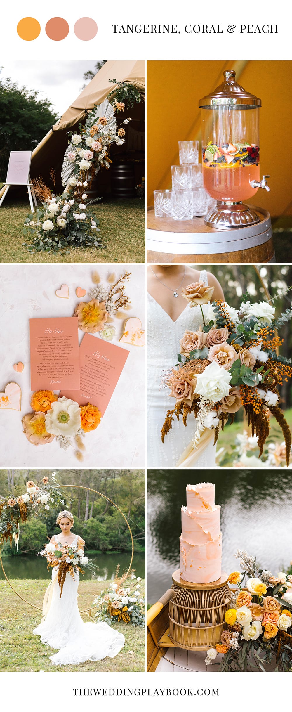 Romantic Riverside Boho Wedding Inspiration in Tangerine, Coral & Peach | Photography: Poppy and Sage