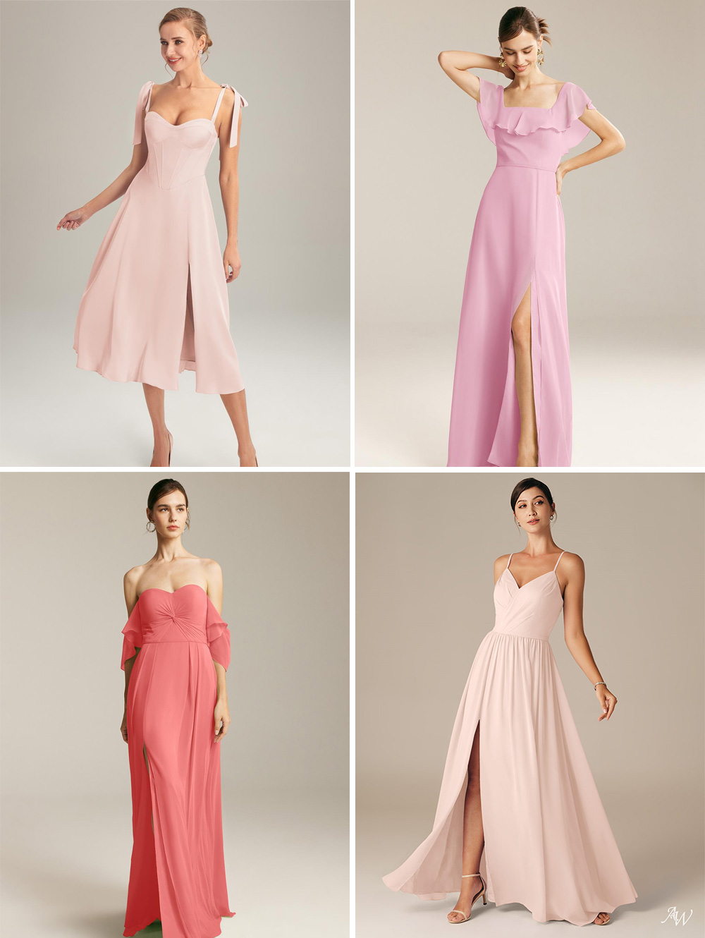 Pink bridesmaid dresses from AW Bridal