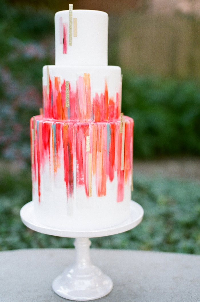 Vibrant Pink & Orange Wedding Inspiration | Cake: Samantha Kirk via Adorn Magazine