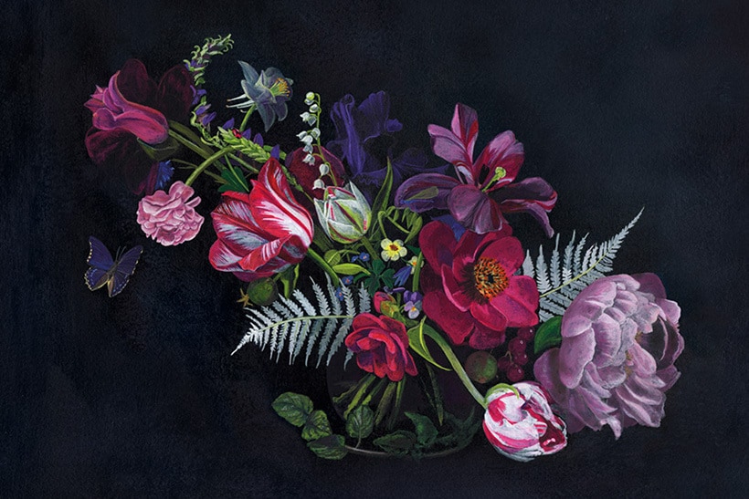 Custom floral wedding stationery artwork in jewel tones | Lindqvist Ink