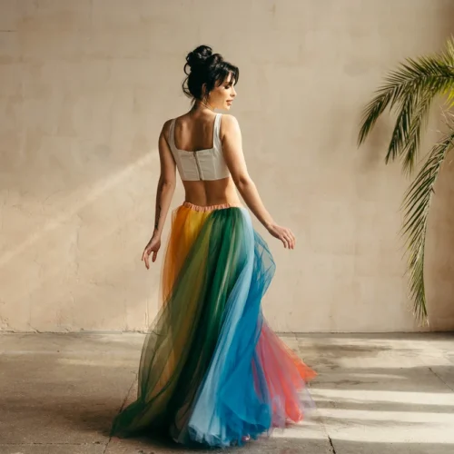Bright Rainbow Tulle Maxi Wedding Skirt