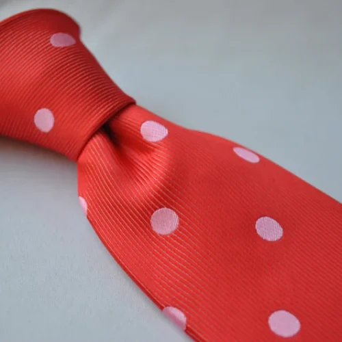Red and Pink Polka Dot Wedding Tie